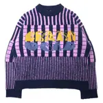 BRAIN DEAD LOGO MOCHIFU MOCK NECK KNIT SWEATER L PURPLE NAVY