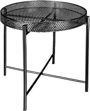 DimyFew Iron Outdoor Side Table, Bedside Table, Modern, Waterproof, Plant Stand, Side Table for Patio, Indoor and, Black, as described