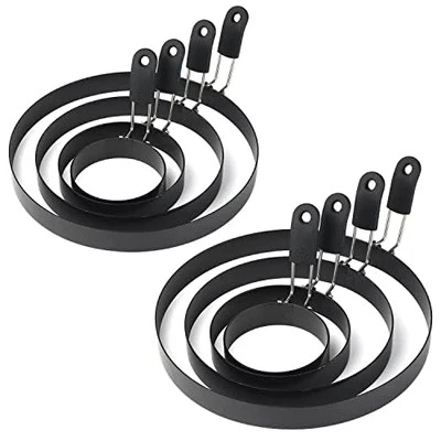 Egg Rings 8 Packs Stainless Steel Pancake Molds And Egg Ring Set Nonstick Rou...