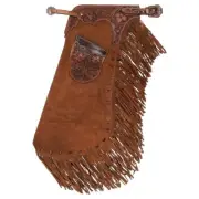 Sorrel SUEDE Long Fringe Daisy CHINKS Chestnut Oiled Floral Tooled Leather