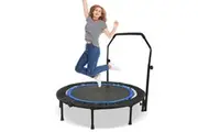 Yopower 48 Inch Mini Trampoline Foldable Fitness Trainer Rebounder Handrail Cardio Home Exercise
