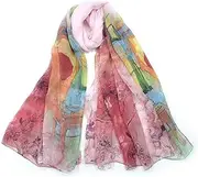 Scarf, Elegant Lady Shawl Silk Scarf Women's Floral Printing Decoration Scarfs Beach Thin Shawl Wrap Sunscreen,C,110 * 175CM