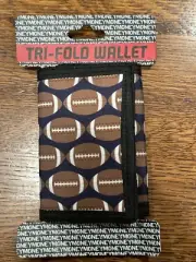 Football Tri-Fold Wallet Nylon Football Print NWT