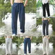 Stay Cool with White Men's Gym and Yoga Trousers with Elastic Waistband