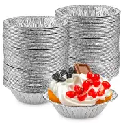Silver Aluminum Foil Tart Pan - 100Pcs Disposable Mini Pie Tins round Pan for Ca