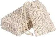 EZONEDEAL Soap Exfoliating Bags Flax Foaming Net Soap Saver Bag Pouch Natural Ramie Soap Bag Hand Made Soap Bag Mesh Soap Saver Bags with Drawstring for Bath & Shower Use