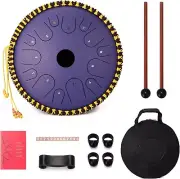14 inch 14-Tone Carbon Steel Tongue Drum C-Key Hand Pan Drums with Drumsticks