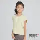 【Mollifix 瑪莉菲絲】鏤空造型小包袖運動上衣_KIDS、瑜珈服、瑜珈上衣、運動服(淺綠)