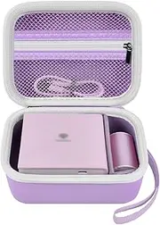 Case Compatible with Phomemo M02/ M02S 304dpi/ M02 Pro/ T02 Mini Photo Pocket Printer Machine, Label Makers Storage Carrying Holder for Thermal Sticker Paper and USB Cable (Box Only) -Purple
