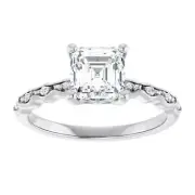 1 ct Asscher Cut D-VVS1 Moissanite Wedding Engagement Ring S925 Sterling Silver