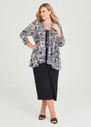 New Tags - TS TAKING SHAPE Size 14 Or XS Mesh Swing Cardigan Top Black/white