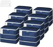 Easortm Comforter Storage Bag - Large Capacity Blanket Storage Bags 3-Layer Ultra Space Saving Self Compression Organizer, Washable Compression Bags for Storage Comforter Blanket, 8-Pack, Navy Blue