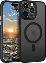 [GUAGUA] for iPhone 15 Pro Max Case,[Compatible with MagSafe][ Anti-Scratch ] Magnetic Translucent Matte Back Slim Lightweight Shockproof Phone Cover, Black