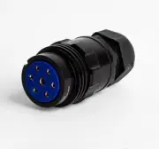 Showsafe 7Pin In-Line Female Solder 7 x 25A Socket Blue Insert M32 / 11-22mm