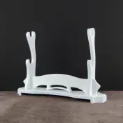 White Wood Assembly Samurai Sword Holder Stand Katana Tanto Display Rack 2 Tier