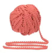 25 Yards Pom Pom Trim Ribbon, 0.5" Wide Watermelon Red Ball Fringe Trim
