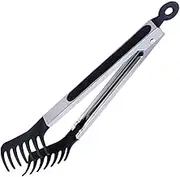 Spaghetti Tongs for Serving Pasta | Non-Stick Silicone Spaghetti Fork - Stainless Steel Heat-Resistant Server Food Clip Tool for Kitchen Outdoor BBQ Steak Veggies Parties