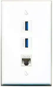 1 Port CAT5E 2 USB 3 Wall Plate