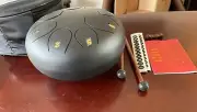 Sidasu 8 inch Steel Tongue Drum Handpan 8 Notes w/ Mallets Bag Book * NEW Black