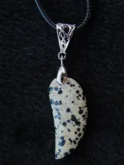 Dalmation Jasper Angel Wing Pendant Genuine Crystal Necklace Reiki Healing