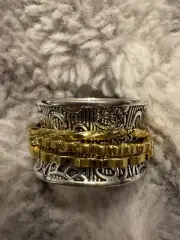 Vintage Tri-circle Spinner Ring Silver Metal Women’s Size 11 NEW