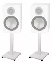 White 21” Steel Stands For Monitor Audio Silver 50 Bookshelf Speakers