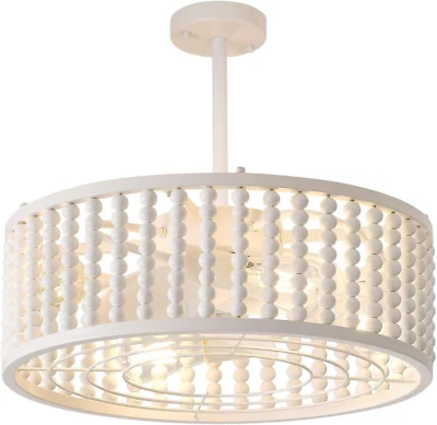 Ceiling Fans with Lights and Remote, Caged Ceiling Fan with Handcrafted Beaded D
