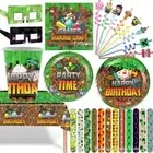 Minecraft Theme Decoration Tableware Birthday Party Decor Supplies Cup Plate