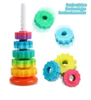Montessori Baby Spinning Stacking Toy,Rainbow Rings Stacker Toy Sensory Gear