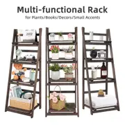 Fin 4 Tier Vintage Foldable Wooden Ladder Shelf Flower Plant Book Display Shelves