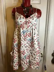 NEW Bloomingdales Aqua Brand Smock Peasant Boho Hearts Dress~ Sz M Medium