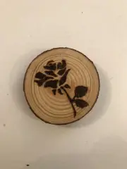 2.5” Hand Burned Pyrography Magnet -Original Composition “The Rose”
