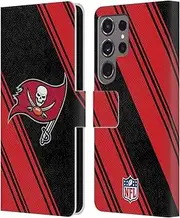 Head Case Designs Officially Licensed NFL Stripes Tampa Bay Buccaneers Artwork Leather Book Wallet Case Cover Compatible with Samsung Galaxy S24 Ultra 5G