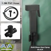 BLACK Square Hand Held Shower Rose Toilet Bidet Sprayer Head PVC Hose / Diverter