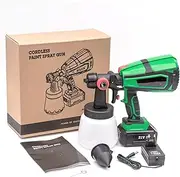 Electric Paint Gun 150W Cordless Paint Sprayer, 1000ml Handheld HVLP Spray Paint Gun with 3 Spray Patterns and 2 Battery, LED Light Spray Gun for Wood Fence Furniture