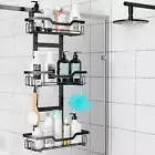over the Door Shower Caddy, Hanging Shower Organizer Storage, 3-Tier Black over
