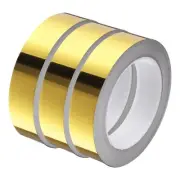 3Pcs Floor Tiles Gold Foil Lines Metallic Mirror Tape 0.98"x82 Ft