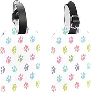 [WOSHJIUK] Luggage Tags,2 Pack Labels Suitcase Tags,Colorful Dog Footprints Cartoon,Luggage Tags Privacy Protection Travel Bag Tag