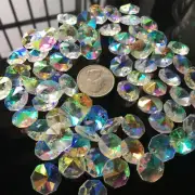 100Pc Iridescent AB 14mm Octagon Chandelier Crystals Prisms Suncatcher Beads DIY
