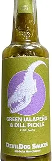 DevilDog Sauces Green Jalapeno & Dill Pickle Medium Hot Chilli Sauce 150ml, Great for Burgers or With Strong Cheese