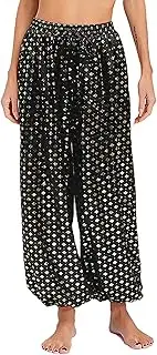 [TiaoBug] Women Metallic Floral Print Belly Dance Pants Casual Loose Satin Bloomers Tribal Arabic Pants