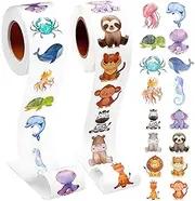 MYTOAU 1000pcs Animal Stickers Roll,Sea Creature and Forest Animals Stickers,Water Bottle Stickers for Kids,Waterproof Vinyl Stickers Laptop Decals Sticker Packs Skateboard Stickers for Teens Adults