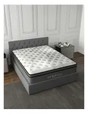 [Milano Beds] Capri Bed Frame + Luxopedic Euro Top Mattress Bedroom Set in Dark Grey