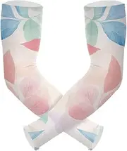 [Yoogain] UV Protection Arm Sleeves Watercolor Art Leaves Light Red Long Sleeve Outdoor Sports & Outdoor Working Strong Air Permeability cubre brazos, Watercolor Art Leaves Light Red