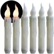 Set of 6 Flameless Led Taper Candles Timing Warm White Dancing Flame Flickering