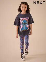 Charcoal Grey Oversized 100% Cotton Disney Lilo and Stitch License T-Shirt (3-16yrs) (AK6008) | $33 - $44