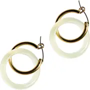 seree Amelie skinny Green jade stone hoop earrings in Off White at Nordstrom One Size