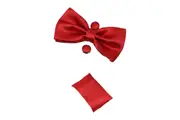 Mens Red Matching Bow Tie, Pocket Square & Cuff Links Set