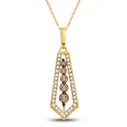 14k Yellow Gold Brown Diamond Vertical Journey Pendant 1/2 Cttw