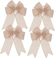 OATIPHO 4pcs Burlap Bow Burlap Bows Hessian Ribbon Linen Khaki